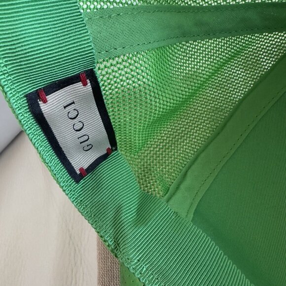 NWT Gucci - GG leather baseball cap Green BLUE GG Size M 100% Authentic